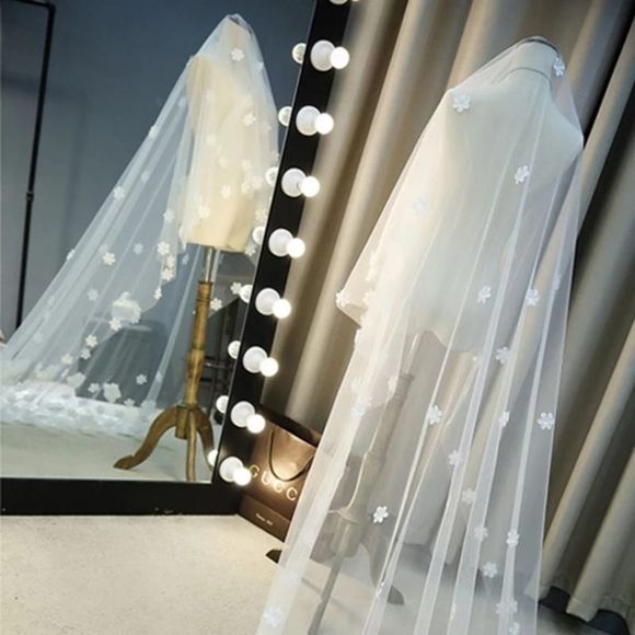 Wedding Accessories 3M Tailing Llower Veil Bridal Romantic Wedding Veil 1 Layer - Picture 2 of 5